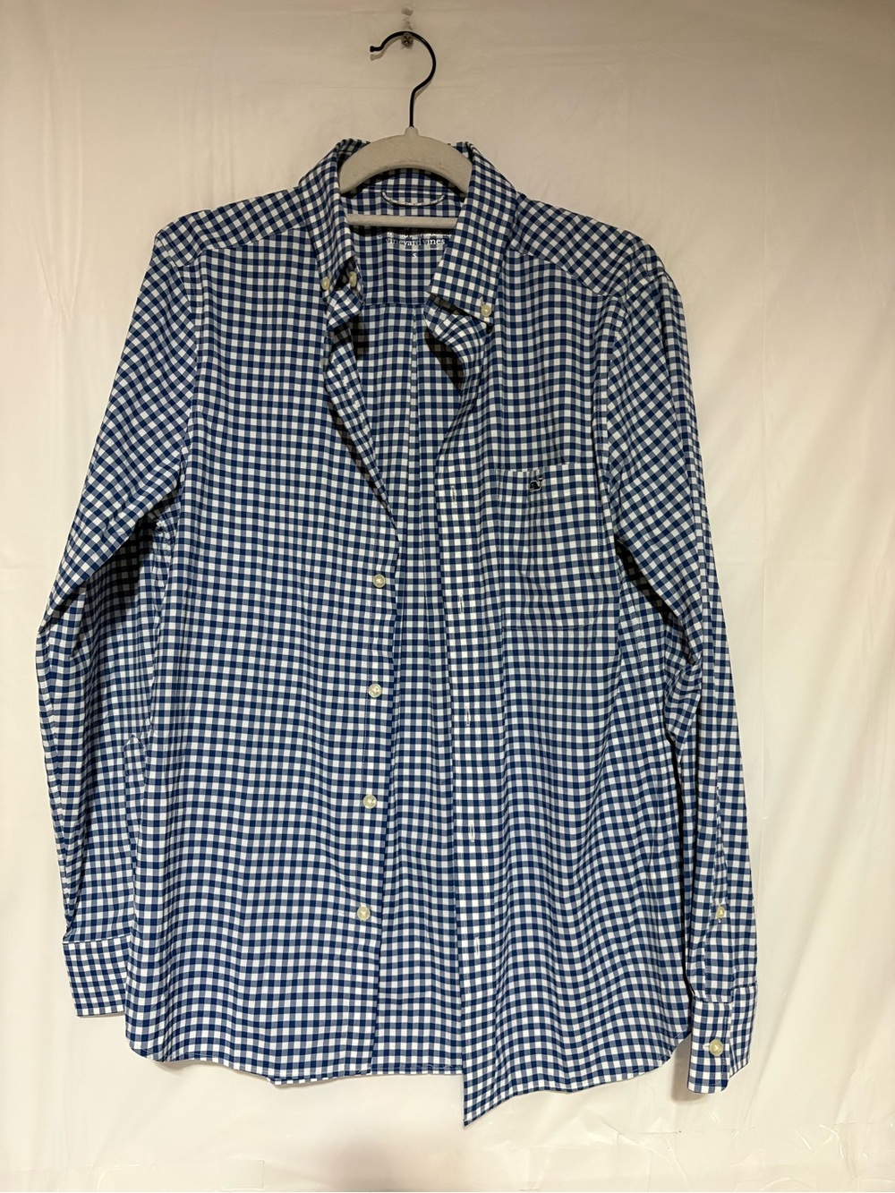Vineyard Vines Navy and White Gingham Button-Down Shirt